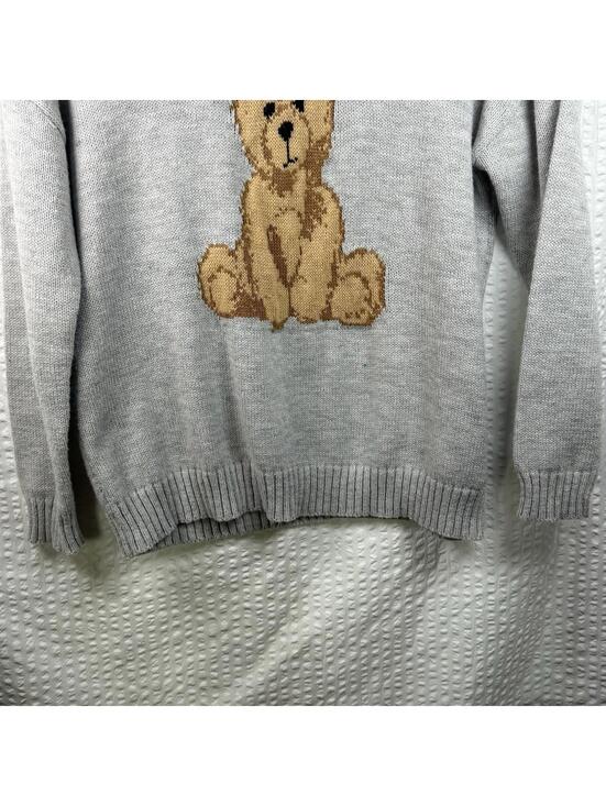 Aeropostale Teddy Bear Knit Gray Sweater Coquette Small Cute - Picture 8 of 9